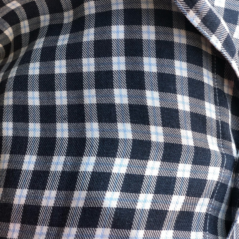 Frank & Eileen BARRY Tailored Button-Up Shirt sz XS blue & white plaid checkered - Picture 9 of 10